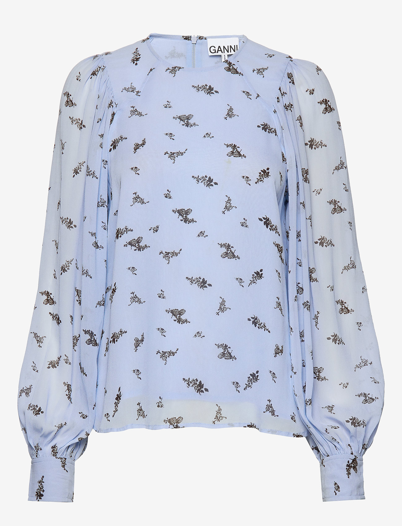 Ganni - Printed Georgette - brunnera blue - 0