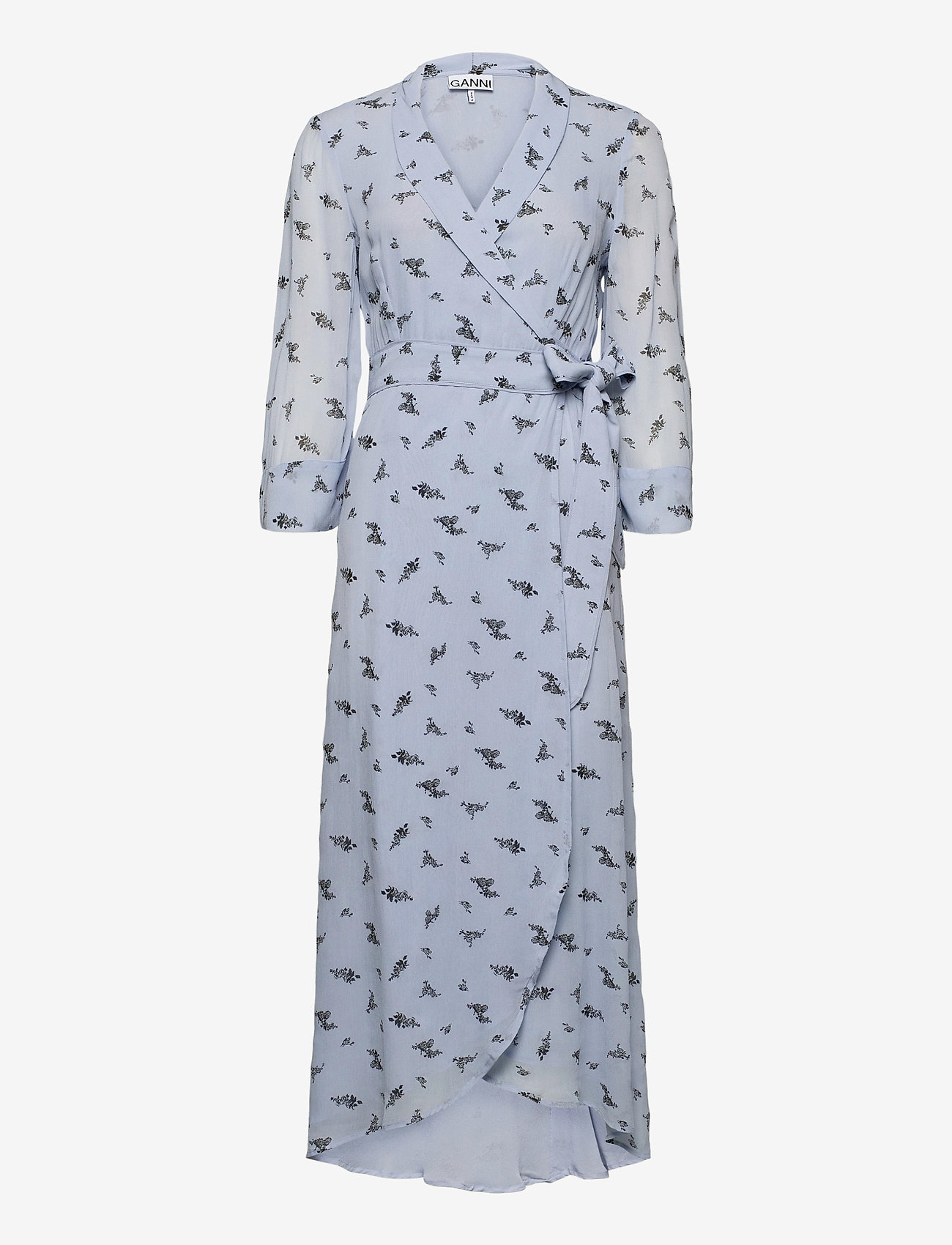 Ganni - Printed Georgette - brunnera blue - 0