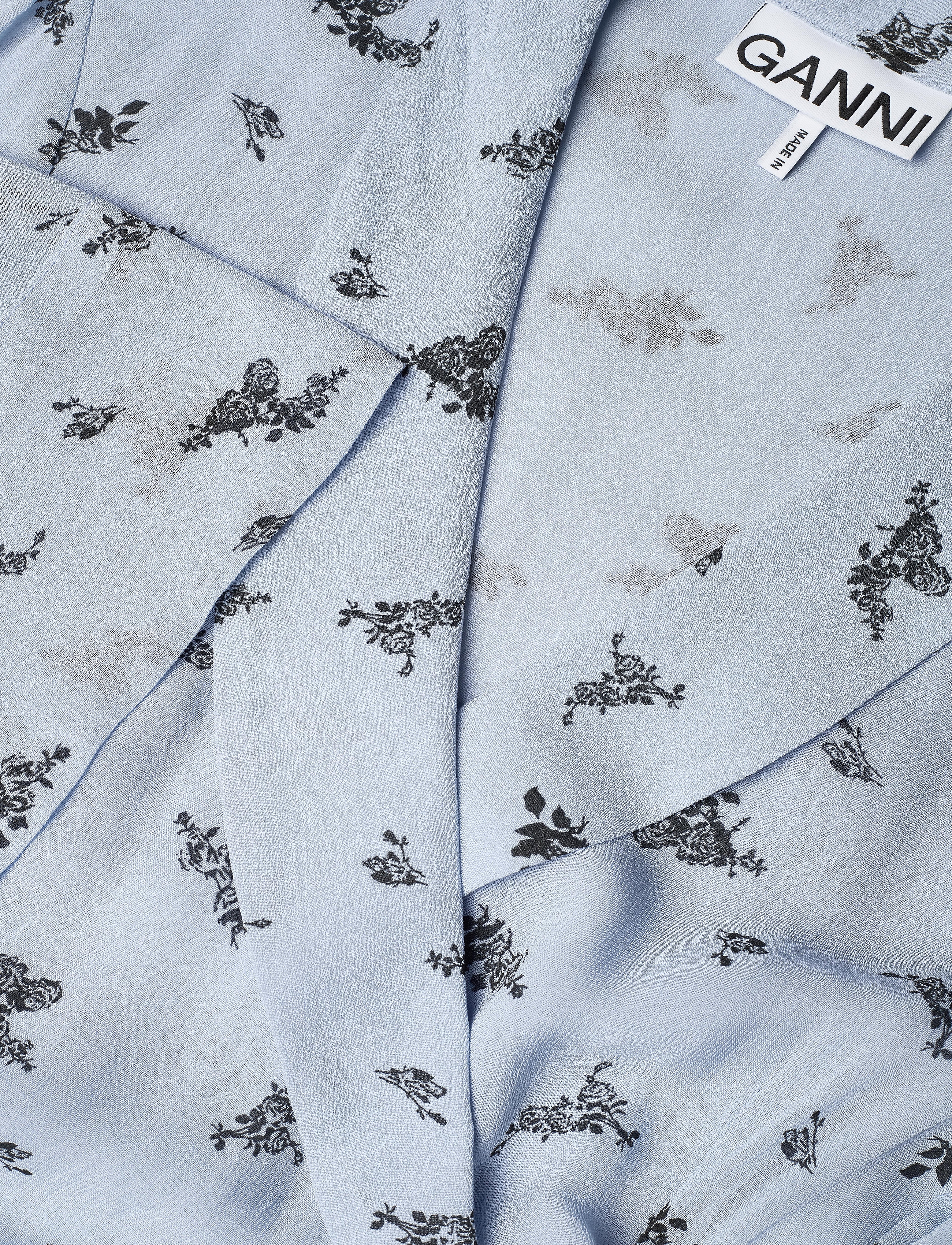 Ganni - Printed Georgette - brunnera blue - 2