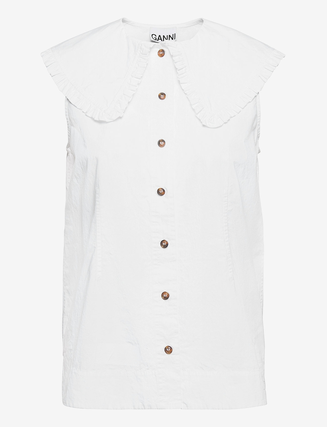 Ganni - Sleeveless Shirt - Ærmeløse bluser - bright white - 0