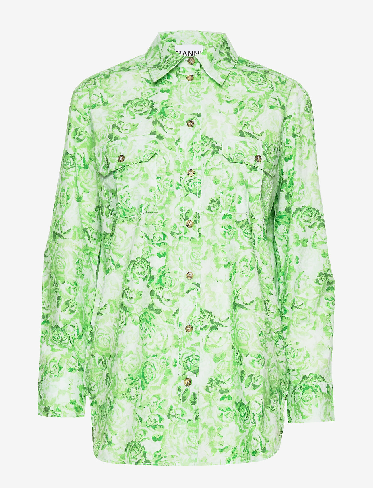 Ganni - Printed Cotton Poplin - island green - 0