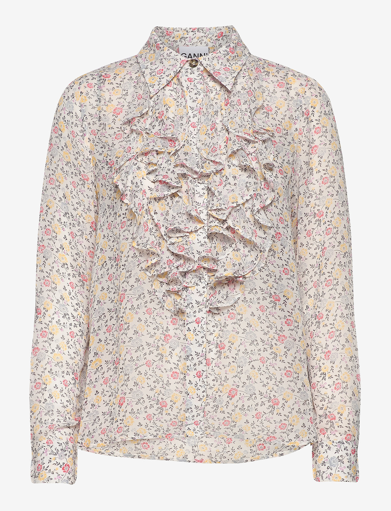 Ganni - Printed Georgette - egret - 0