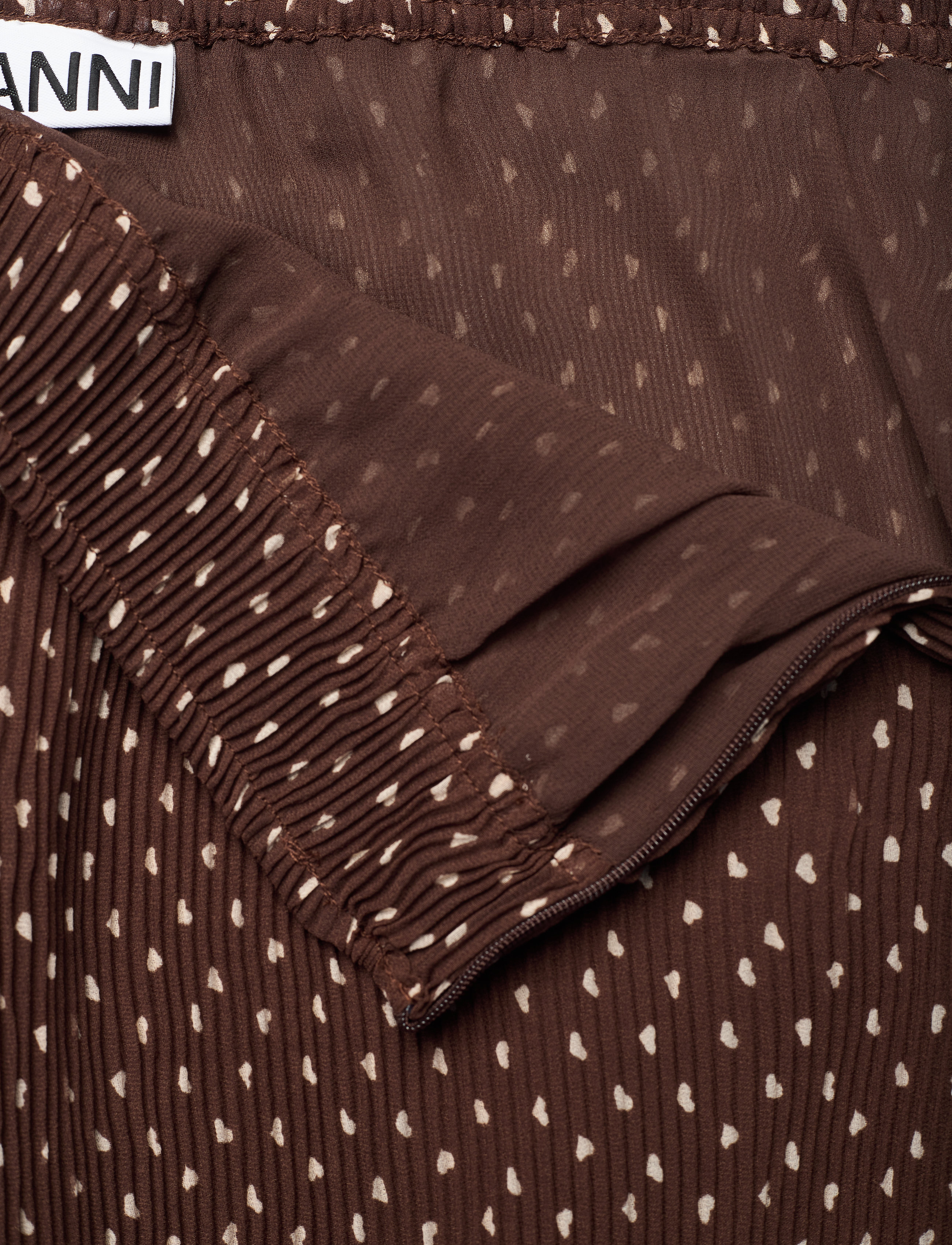 Ganni - Pleated Georgette - chicory coffee - 3