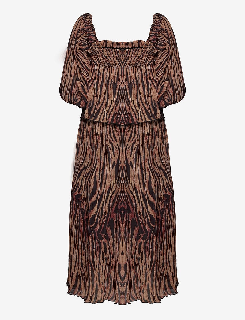 Ganni - Pleated Georgette - midikleidid - tiger's eye - 0