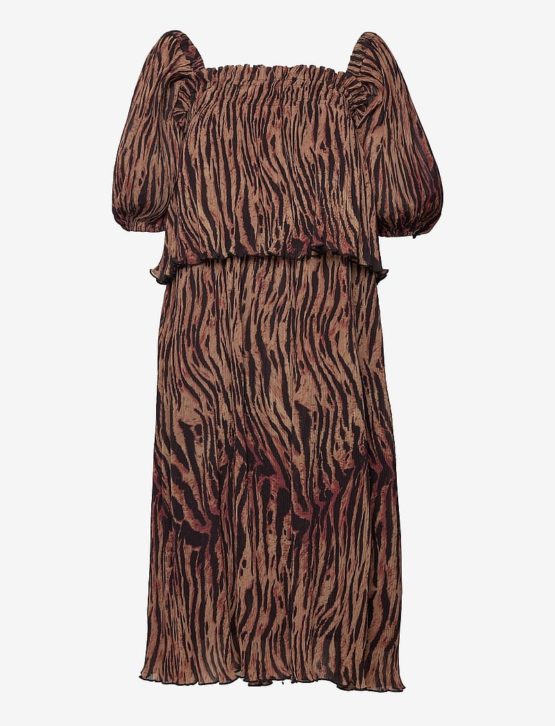 Ganni - Pleated Georgette - midikleidid - tiger's eye - 1