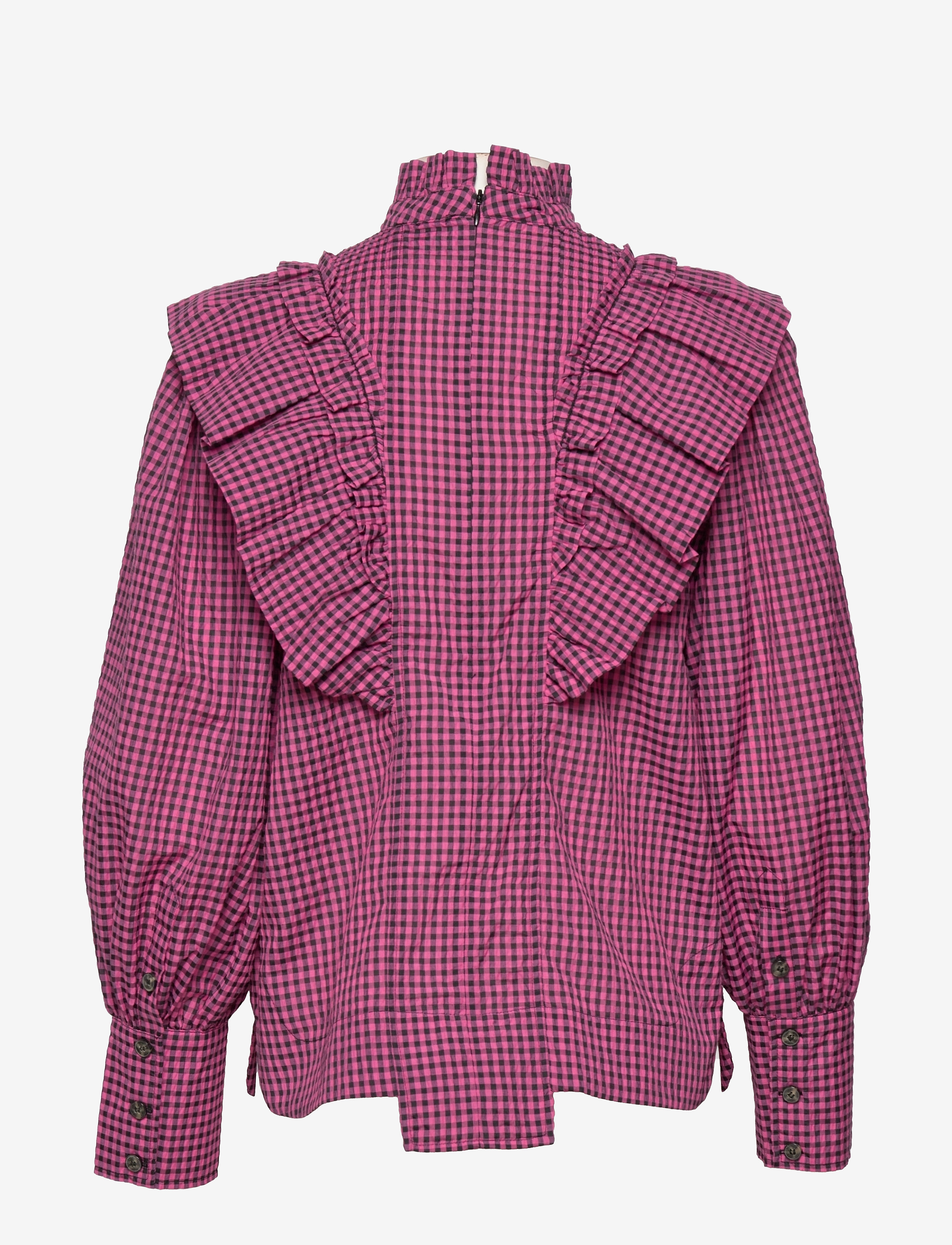 Ganni - Seersucker Check - carmine rose - 1