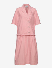 Ganni - Stripe Cotton Blazer Dress - midi-kleider - thin stripe orangedotcom - 0