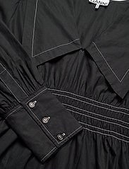 Ganni - Cotton Poplin V-neck Smock Mini Dress - festmode zu outlet-preisen - black - 2