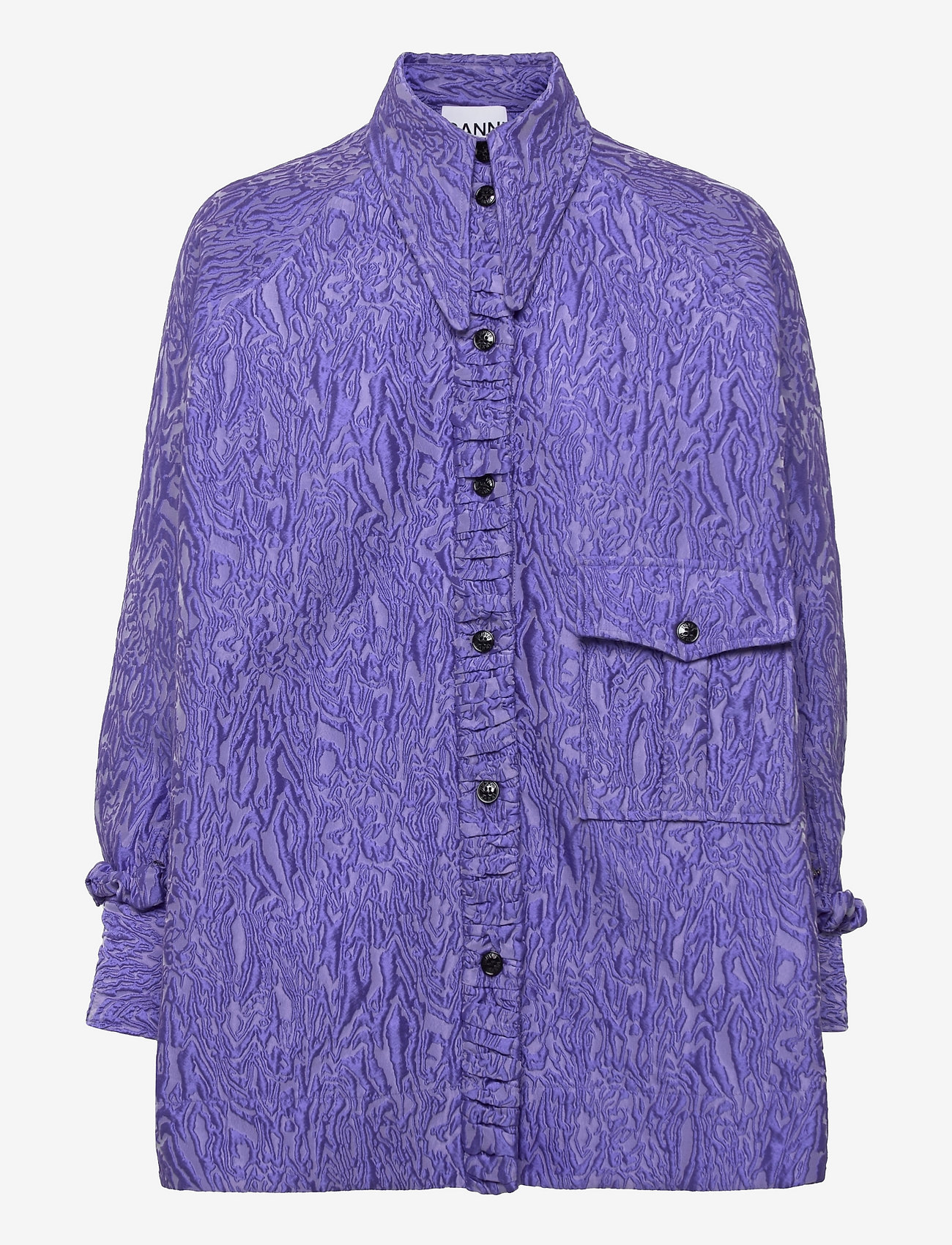 Ganni - 3D Jacquard Oversized Shirt - blue iris - 0