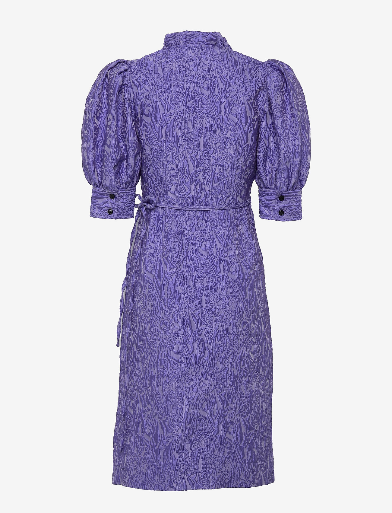 Ganni - 3D Jacquard Wrap Ruffle Dress - blue iris - 1