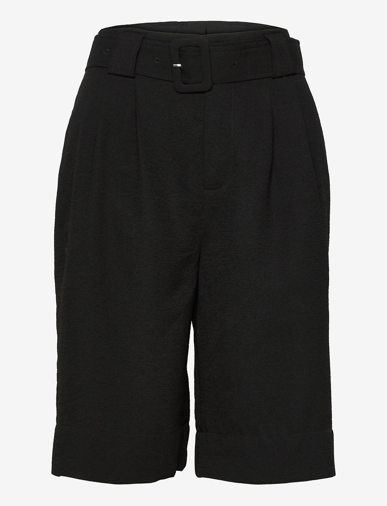 Ganni - Drapey Structure Belt Wide Shorts - casual shorts - black - 0