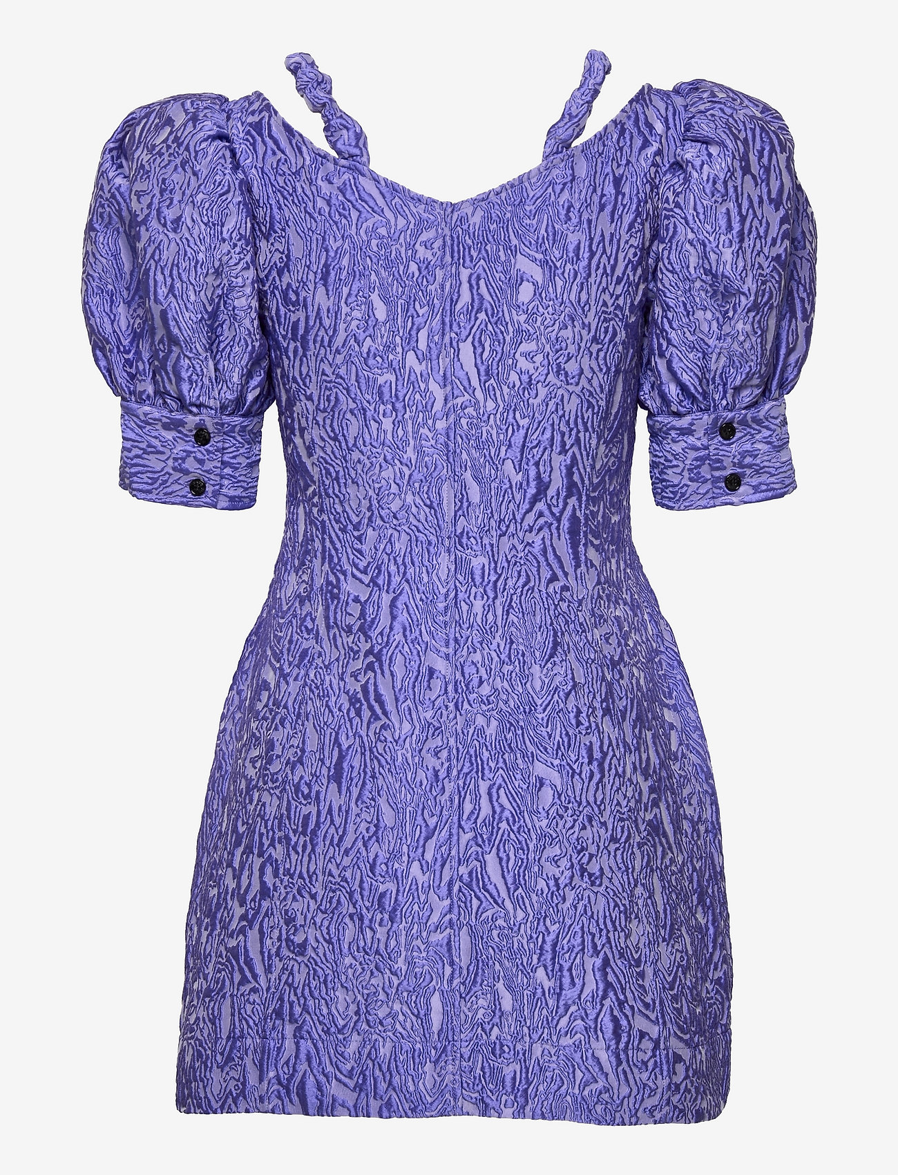 Ganni - 3D Jacquard V-neck Strap Mini Dress - blue iris - 1