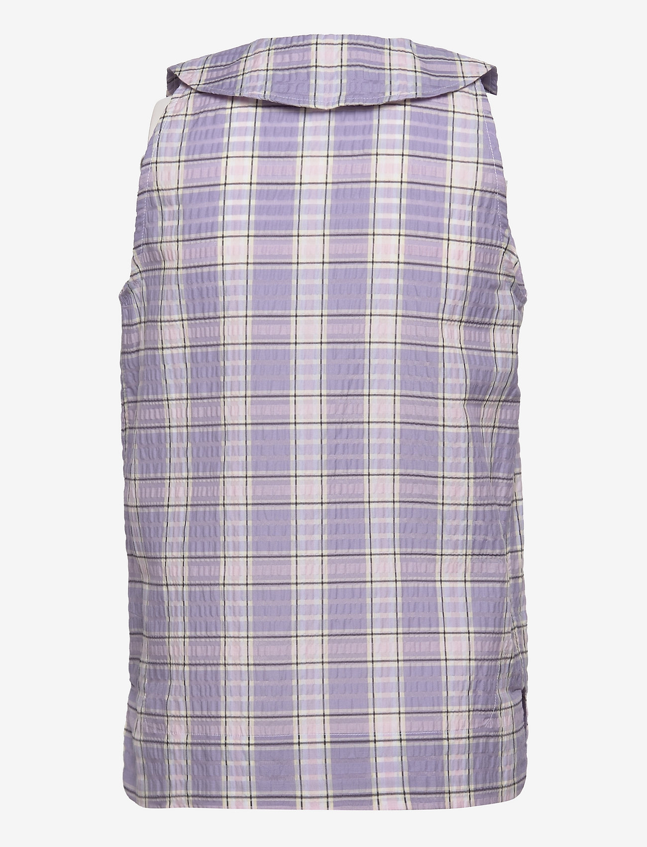 Ganni - Seersucker Check Sleeveless Shirt - blouses zonder mouwen - check persian violet - 1