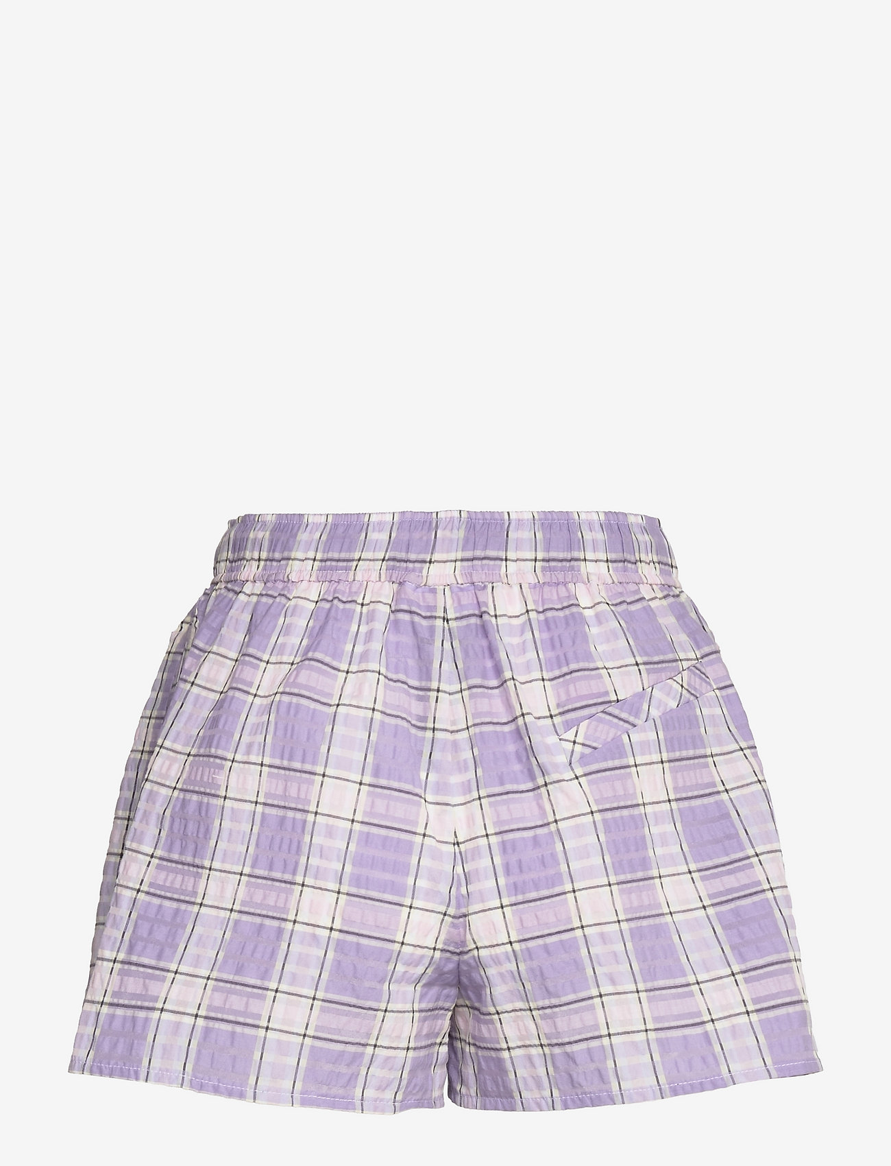 Ganni - Seersucker Check Shorts - check persian violet - 1
