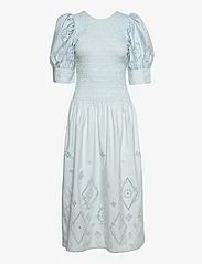 Ganni - Broderie Anglaise Maxi Smock Dress - illusion blue - 0