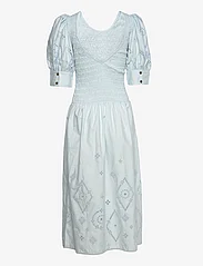 Ganni - Broderie Anglaise Maxi Smock Dress - illusion blue - 1