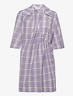 Seersucker Check Mini Wrap Dress - CHECK PERSIAN VIOLET