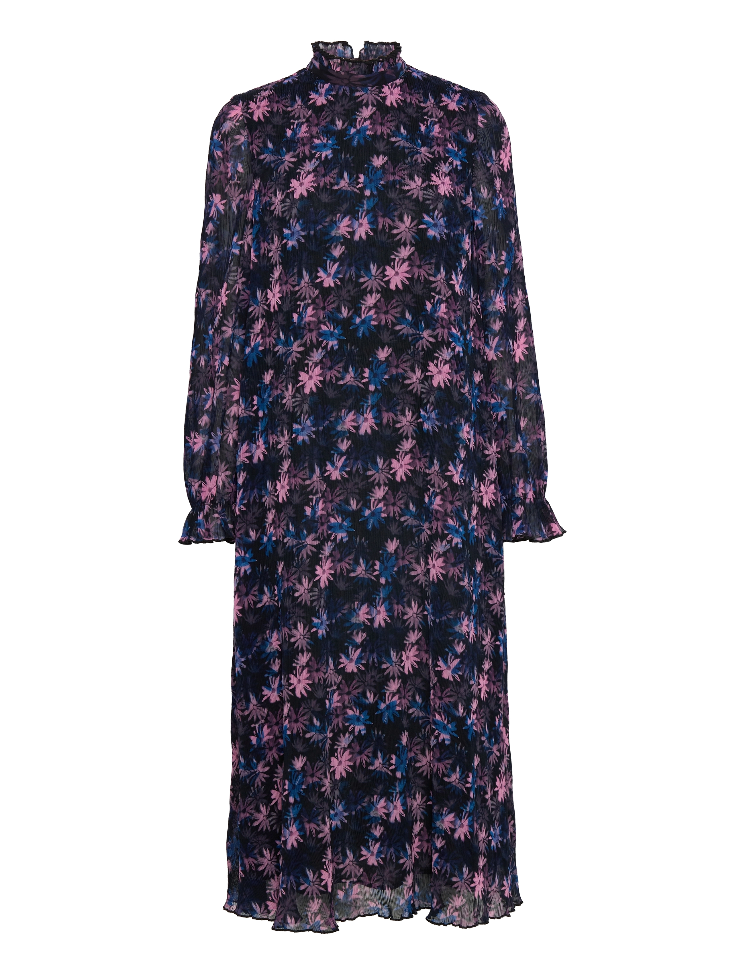 Ganni Pleated Georgette Midi Dress, 36, Dresses, Marineblau - Knee-length & Midi, Frauen