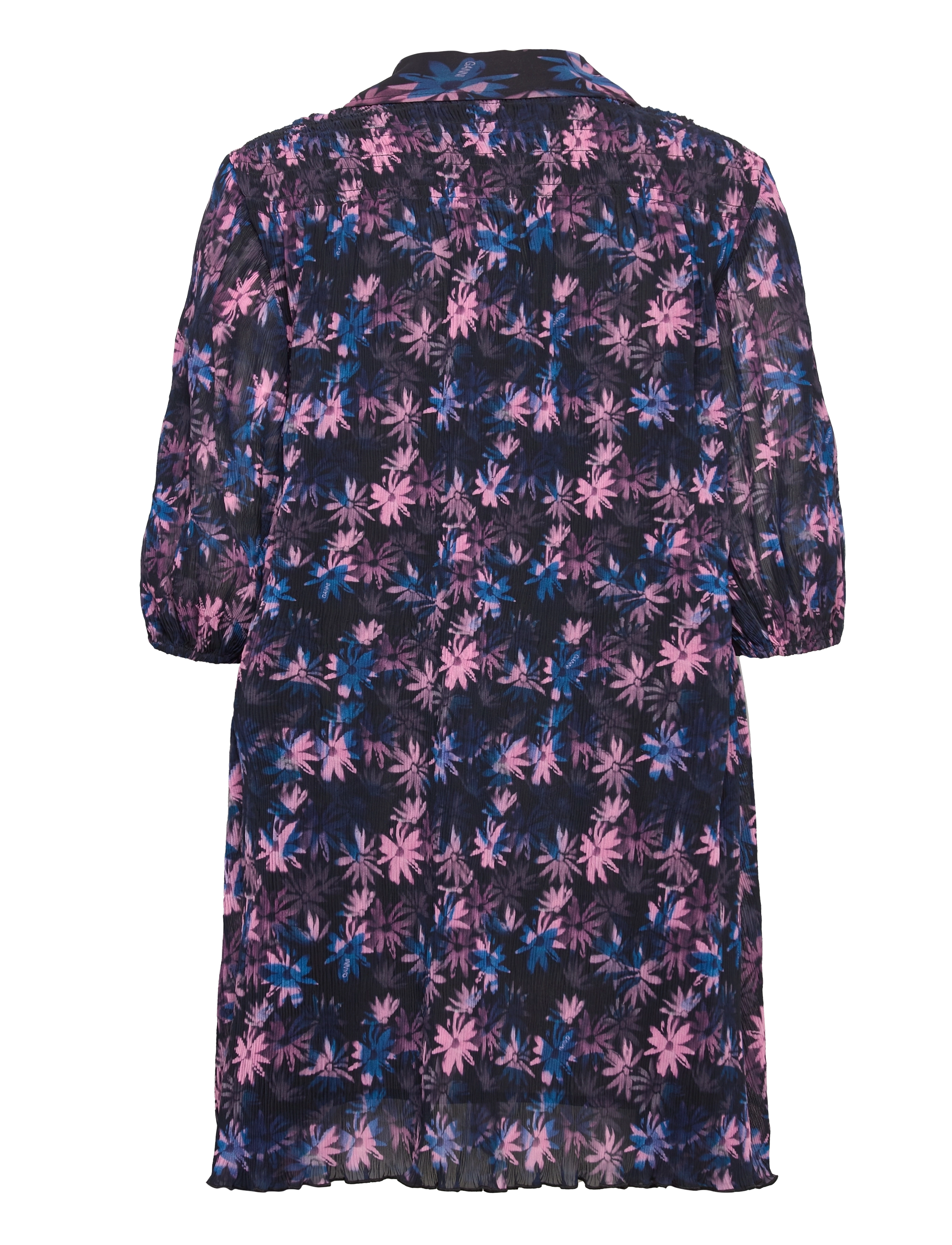 Ganni - Pleated Georgette V-neck Mini Dress - cocktailkjoler - daisy spray lilac sachet - 1