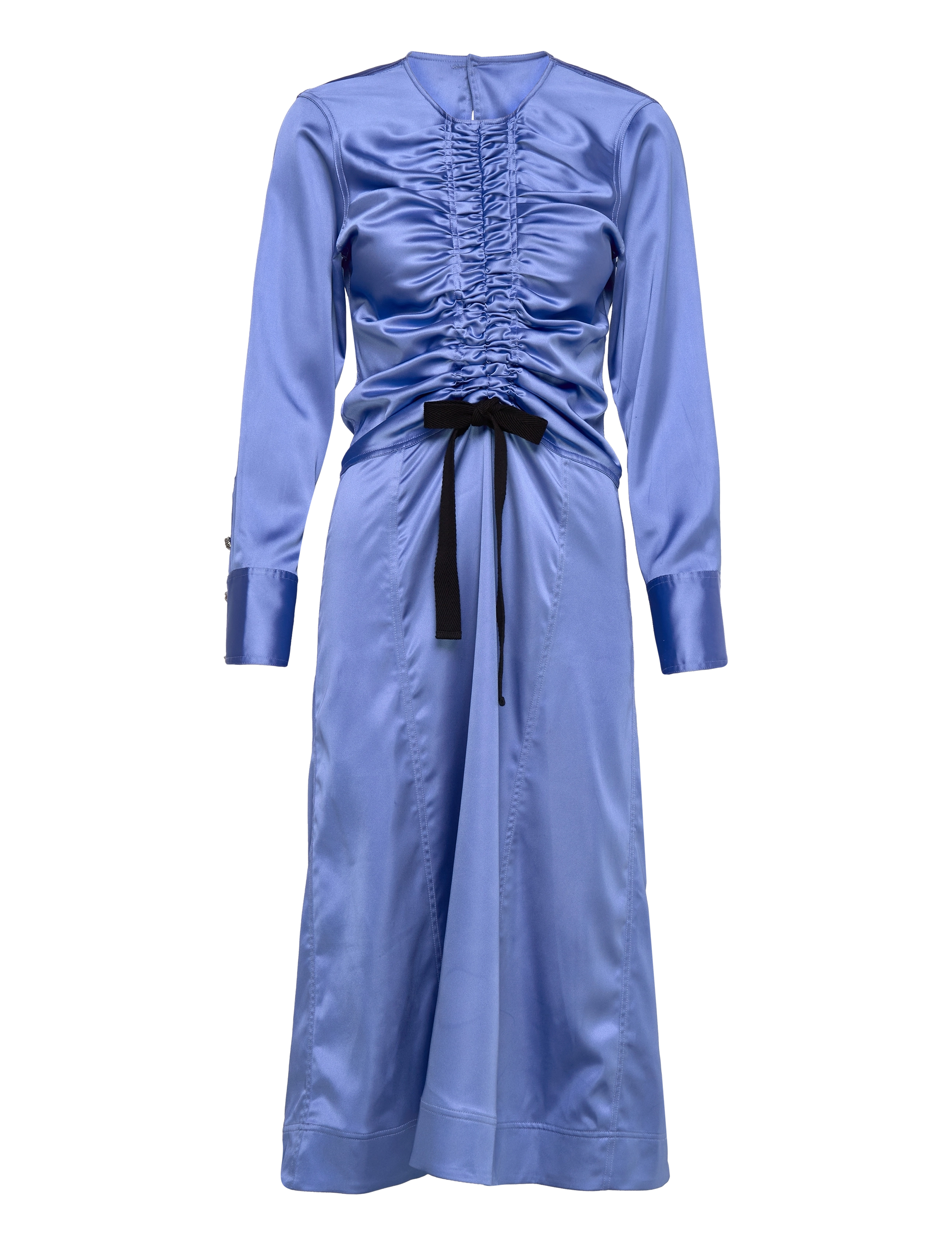 GANNI Solid Satin Midi Kleid Blau - 36 - Damen