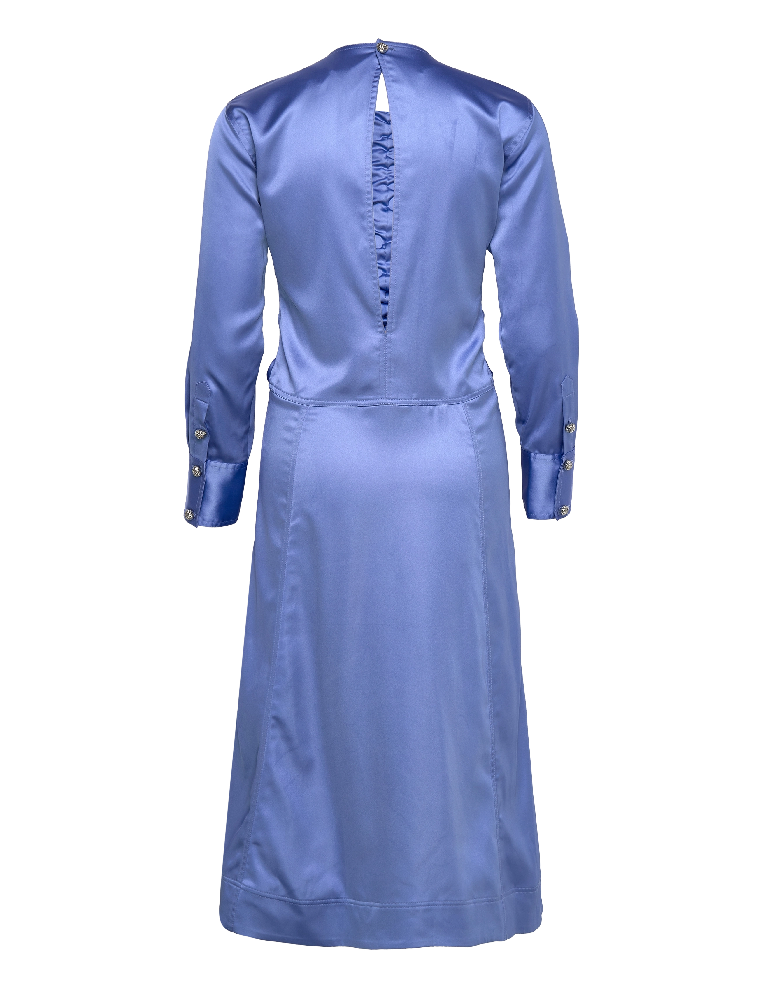 Ganni - Solid Satin Midi Dress - midiklänningar - granada sky - 1