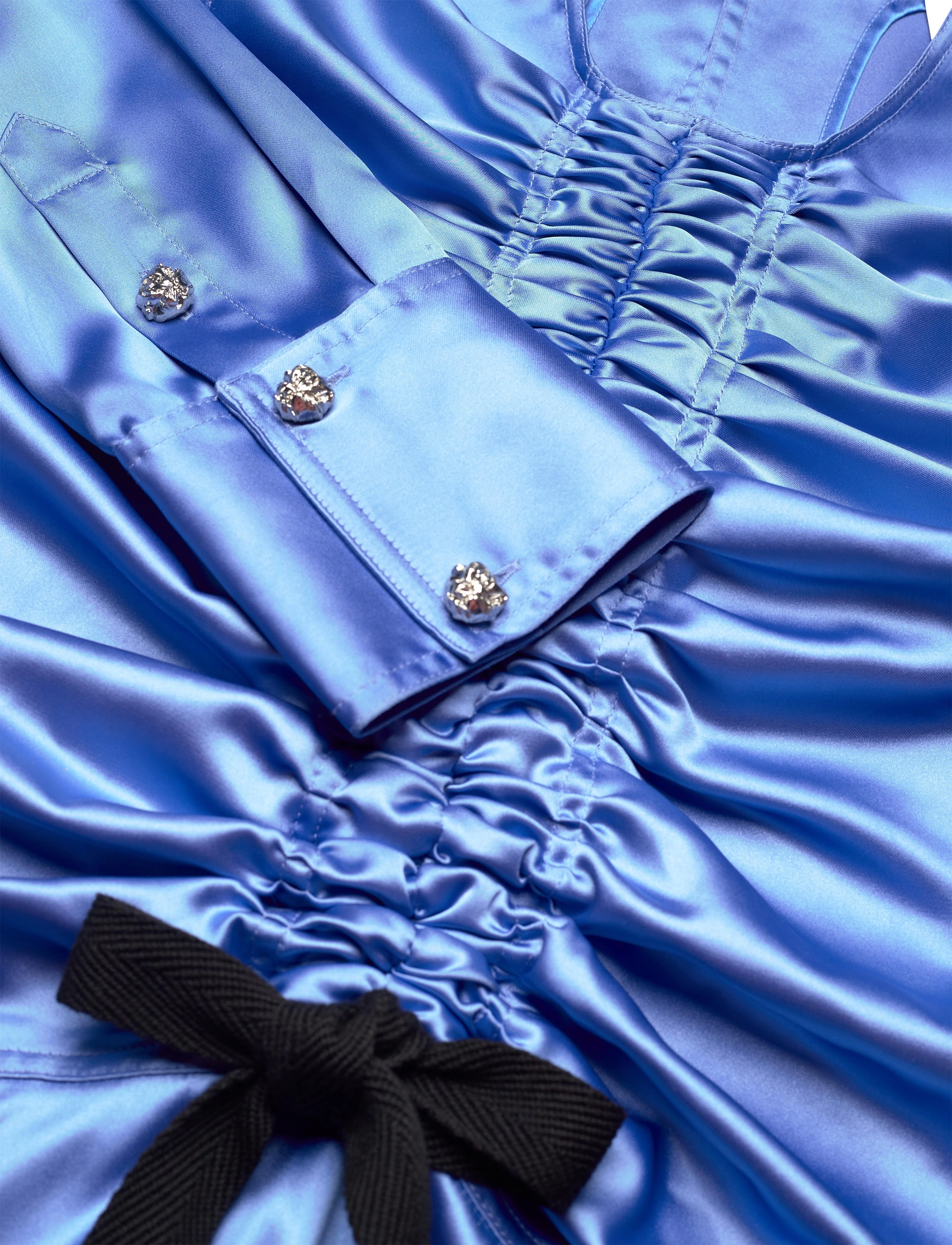 Ganni - Solid Satin Midi Dress - midiklänningar - granada sky - 2