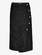 Sparkle Wrap Midi Skirt - BLACK