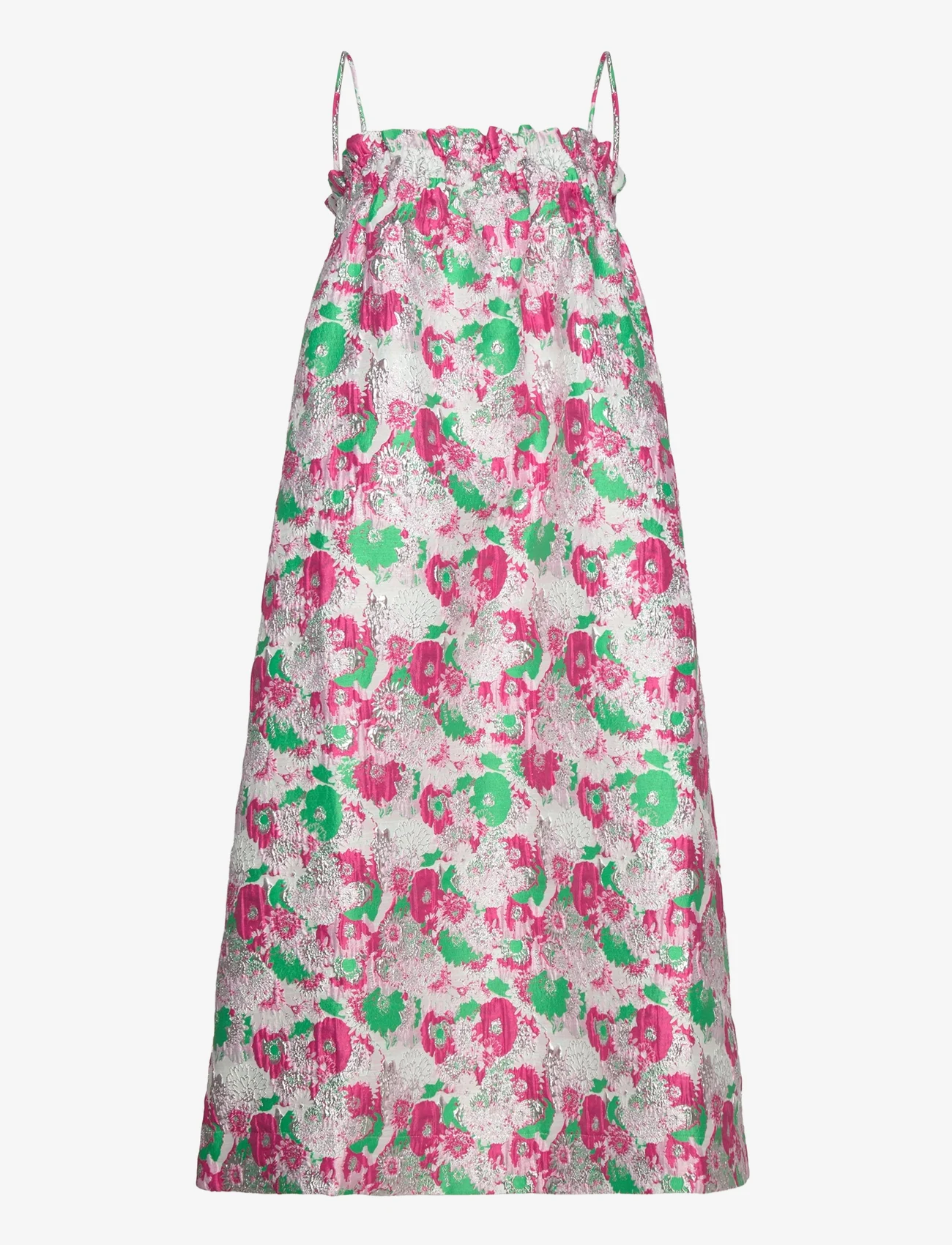 Ganni - 3D Jacquard Strap Dress - sukienki do kolan i midi - sugar plum - 0