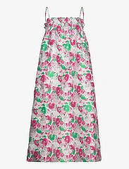 Ganni - 3D Jacquard Strap Dress - sukienki do kolan i midi - sugar plum - 0