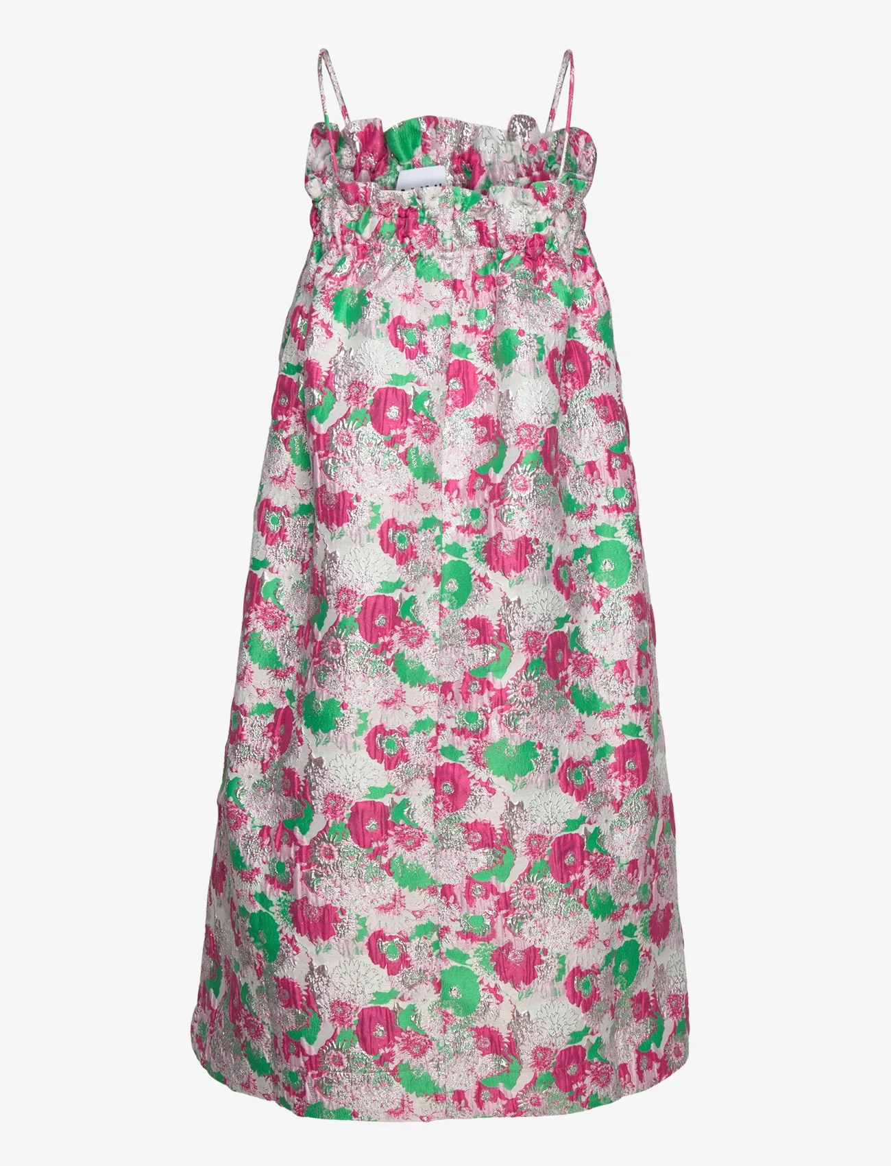 Ganni - 3D Jacquard Strap Dress - sukienki do kolan i midi - sugar plum - 1