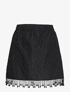 Jacquard Organza Bead Fringe Mini Skirt, Ganni