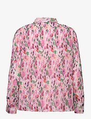 Ganni - Pleated Georgette Half Placket Blouse - long-sleeved blouses - sugar plum - 1