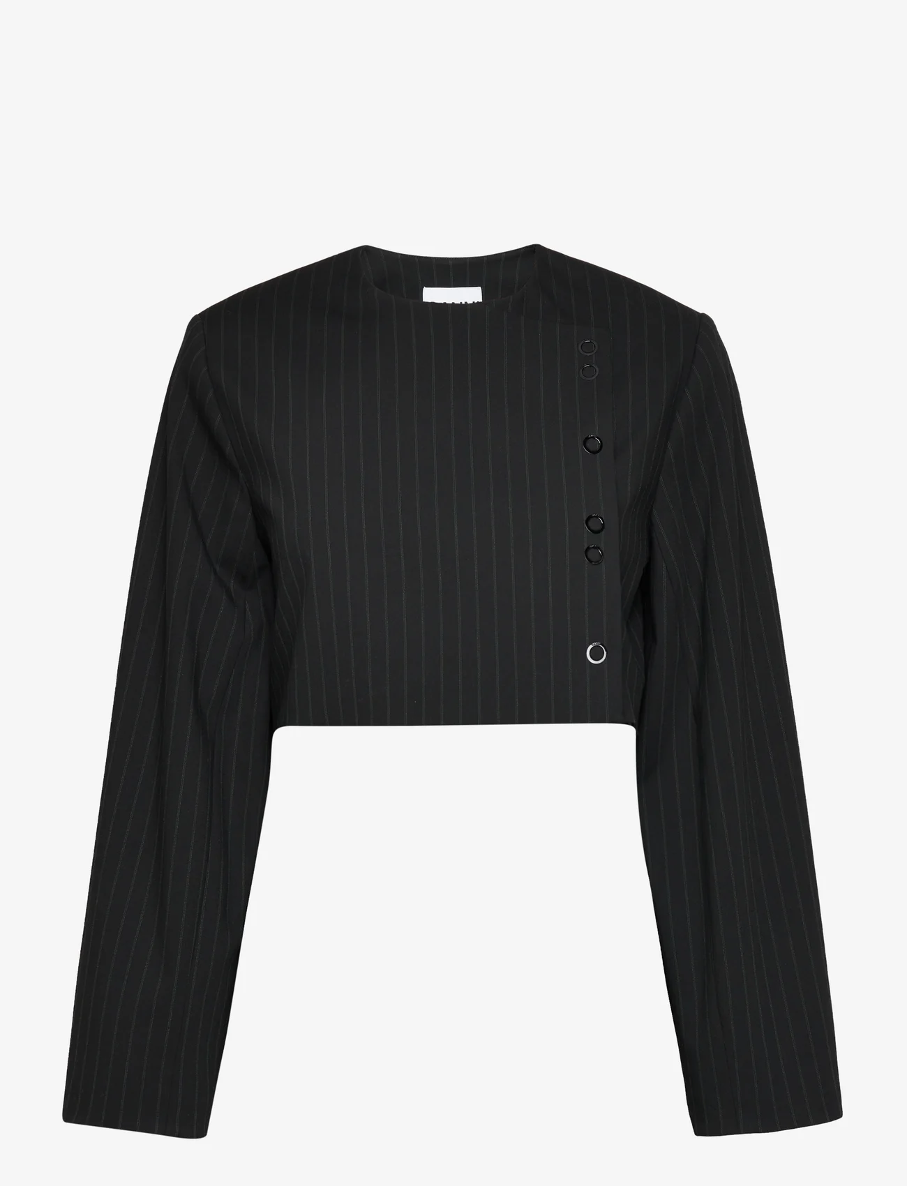 Ganni - Stretch Stripe Cropped Blazer - festtøj til outletpriser - black - 0