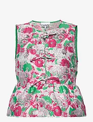 Ganni - 3D Jacquard Sleeveless Ribbon Blouse - sleeveless blouses - sugar plum - 0