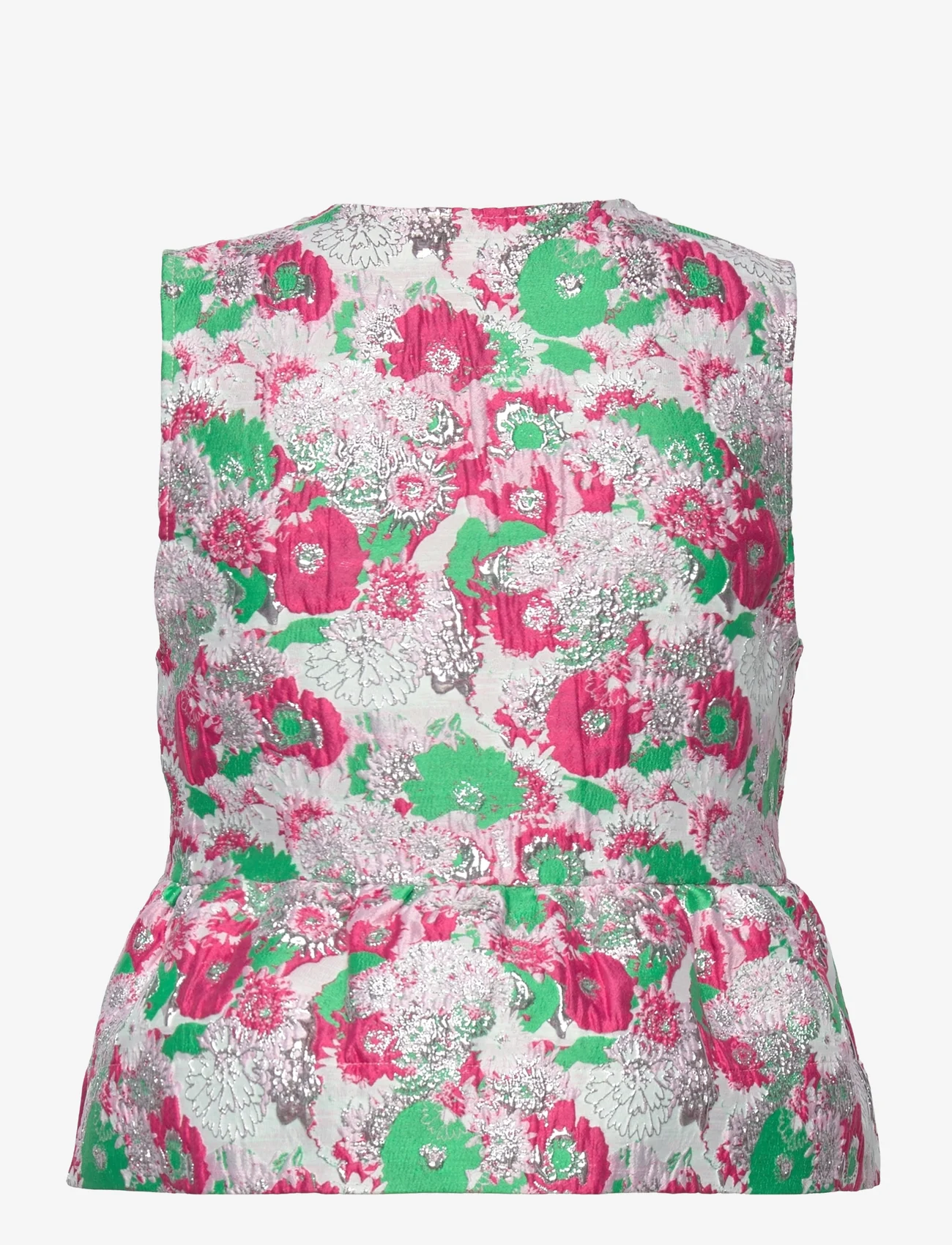 Ganni - 3D Jacquard Sleeveless Ribbon Blouse - blouses zonder mouwen - sugar plum - 1