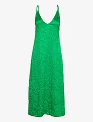 Ganni - Crinkled Satin - midi jurken - bright green - 0
