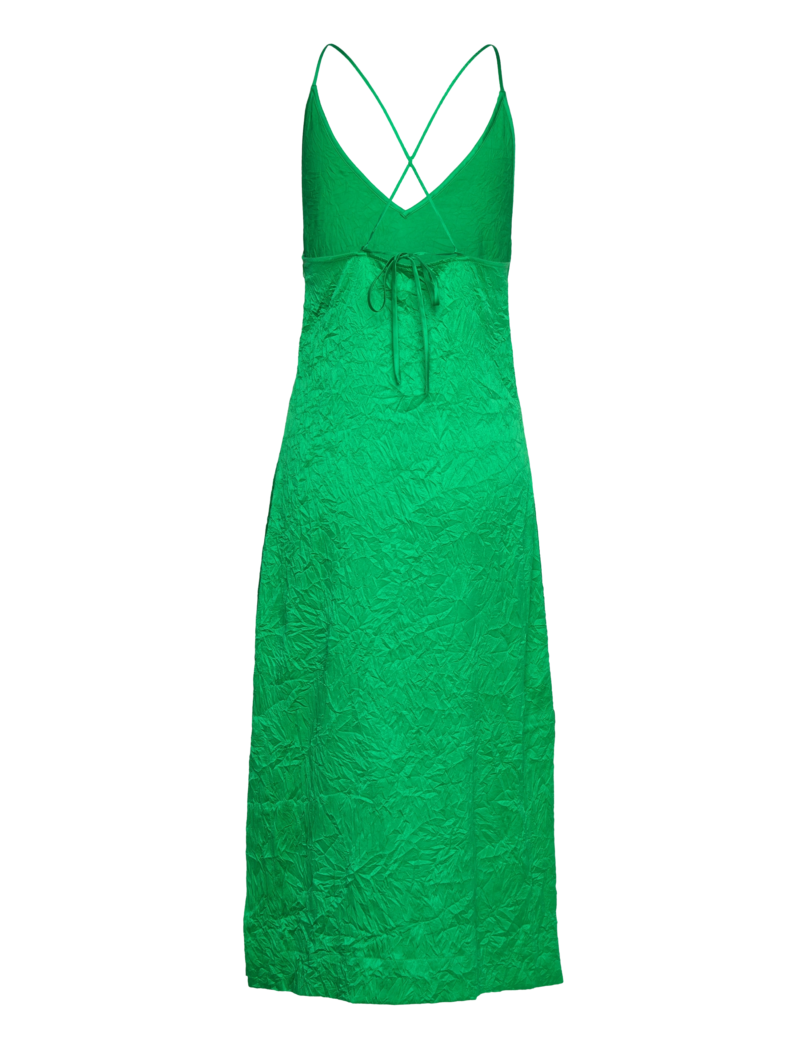 Ganni - Crinkled Satin - sukienki na ramiączkach - bright green - 1