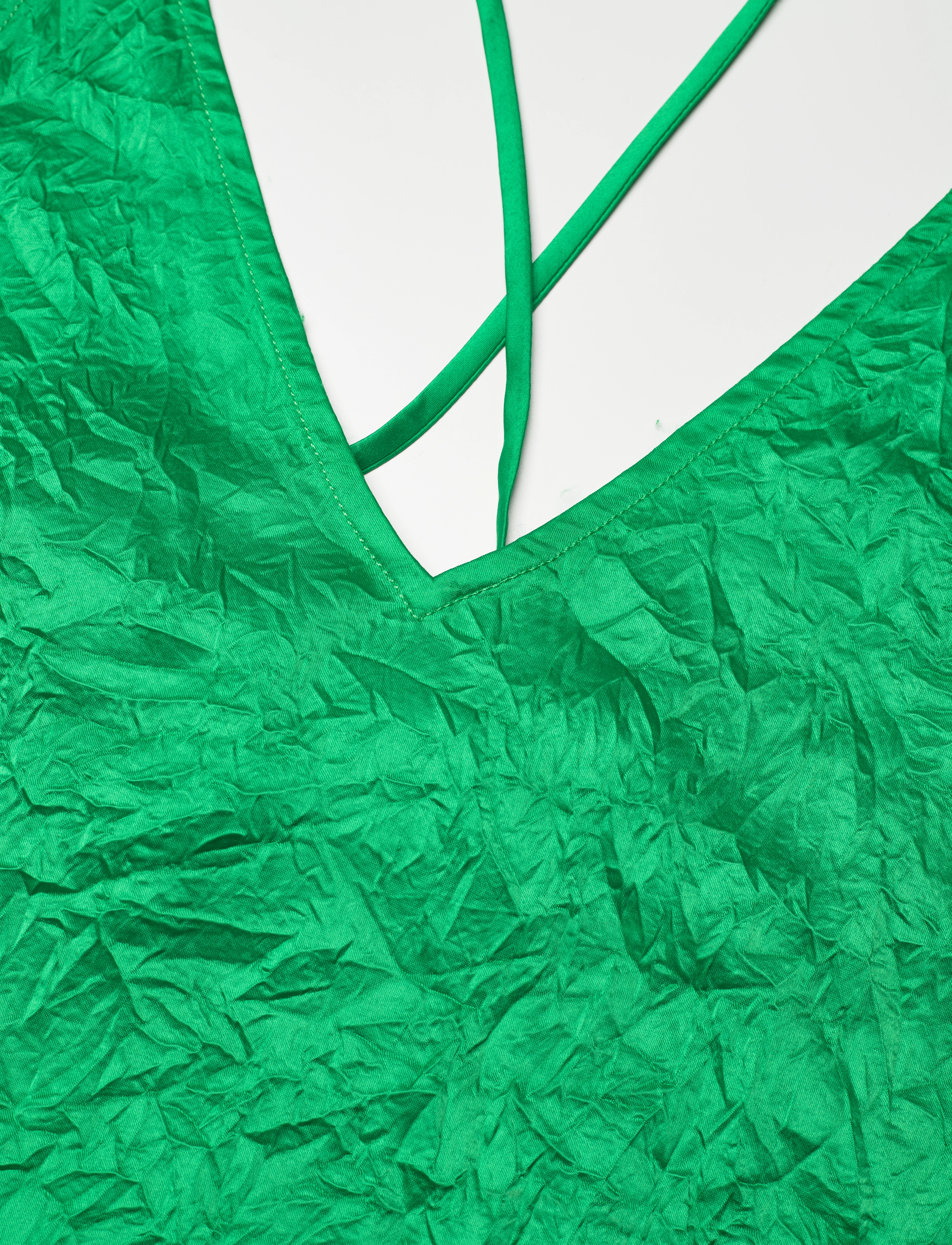 Ganni - Crinkled Satin - sukienki na ramiączkach - bright green - 4