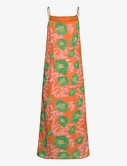 Ganni - Printed Light Crepe - midi jurken - vibrant orange - 1