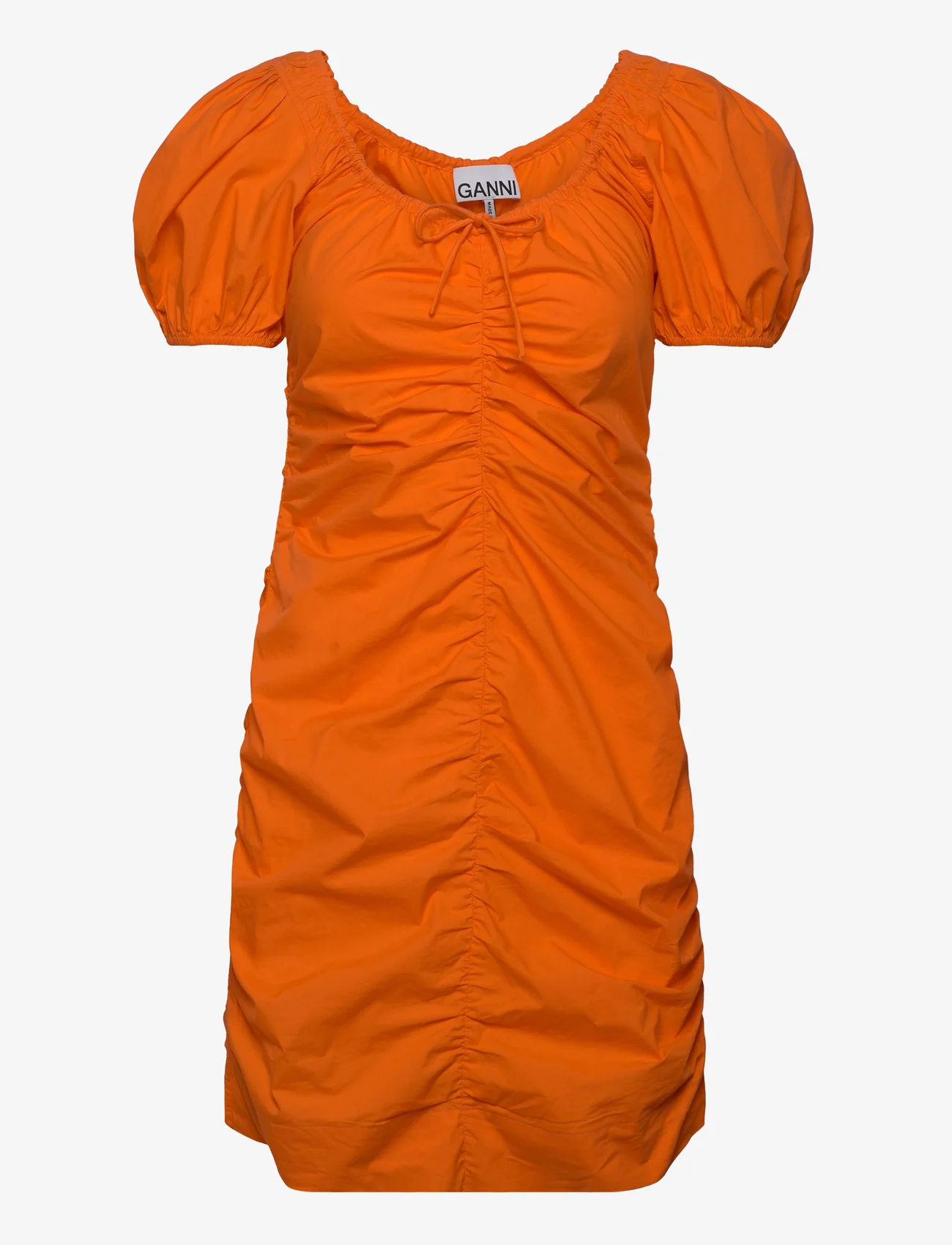 Ganni - Cotton Poplin - krótkie sukienki - vibrant orange - 0