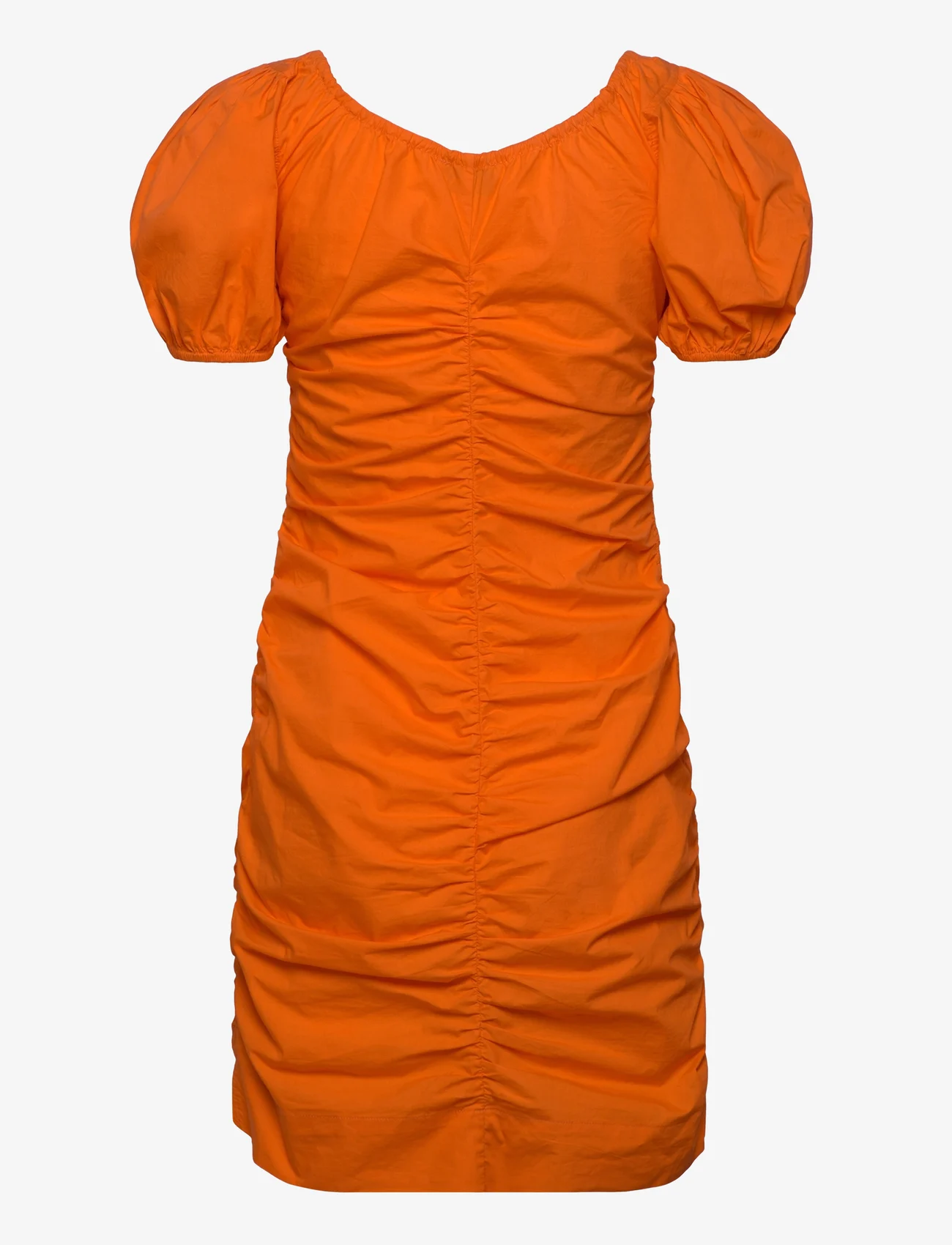 Ganni - Cotton Poplin - krótkie sukienki - vibrant orange - 1
