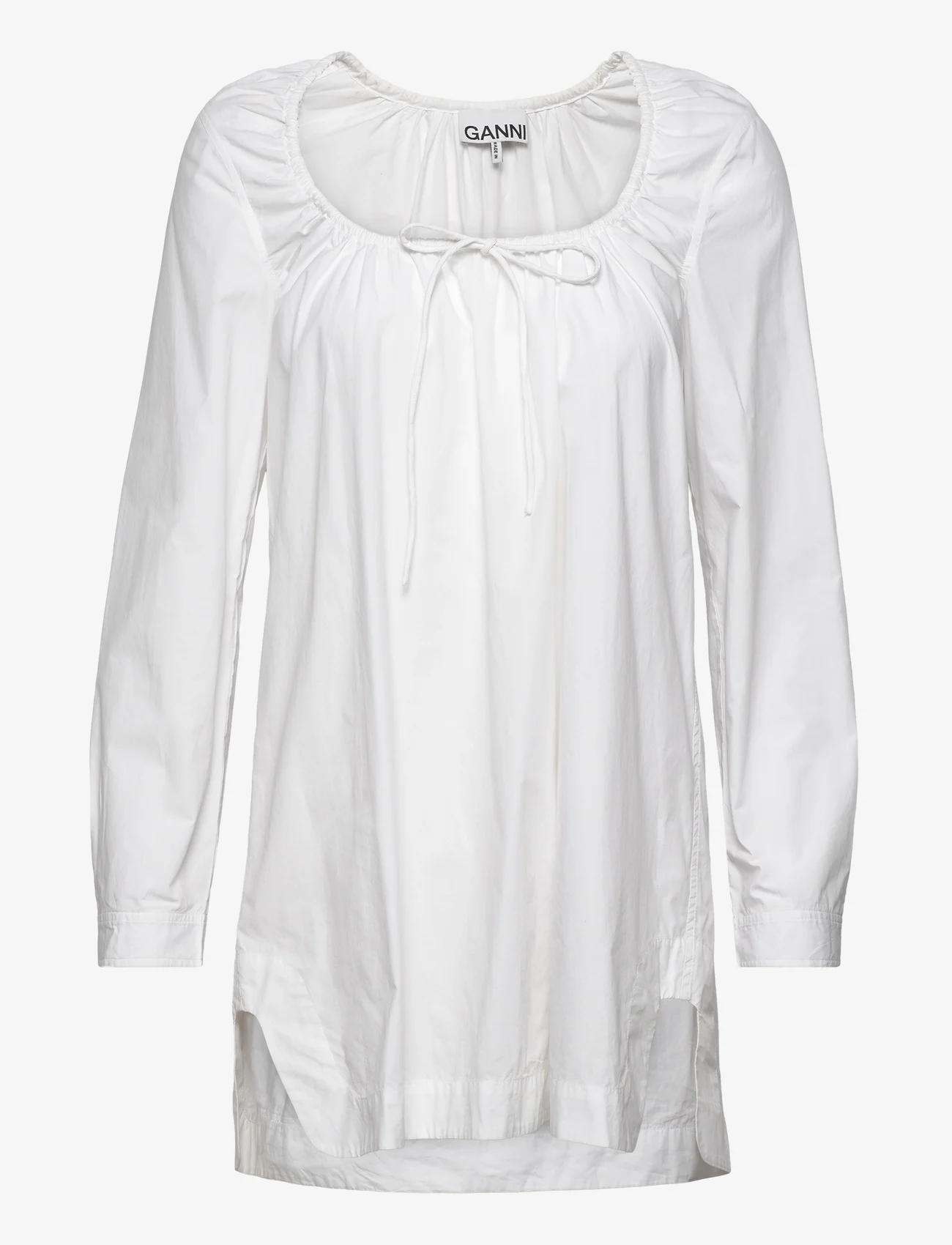 Ganni - Cotton Poplin - krótkie sukienki - bright white - 0