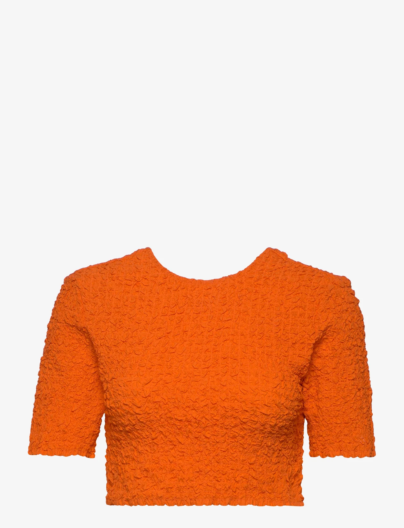 Ganni - Cotton Poplin - t-shirt & tops - vibrant orange - 0