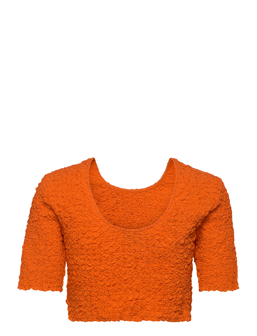Ganni - Cotton Poplin - lühikesed topid - vibrant orange - 1