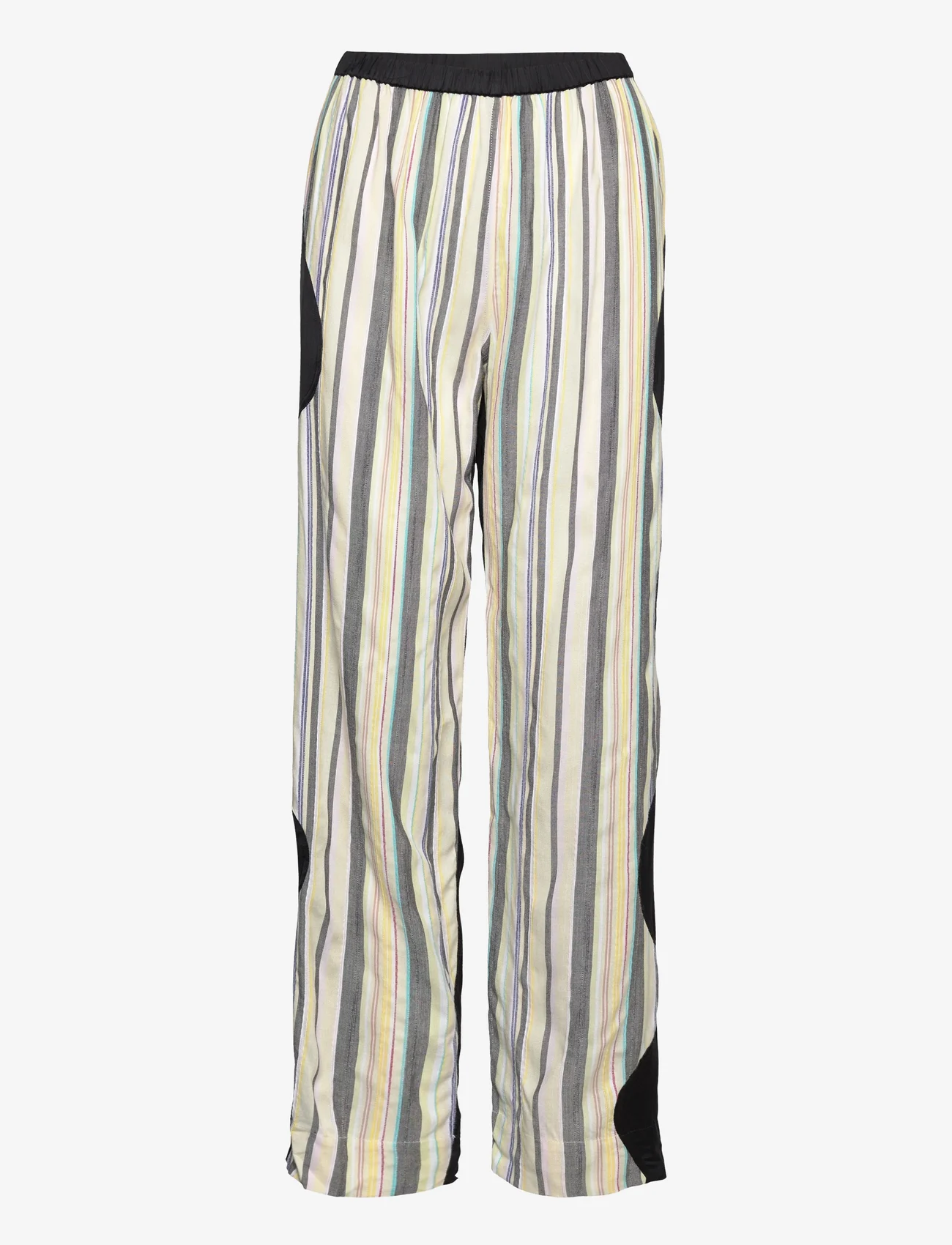 Ganni - Mix Slub Stripe - straight leg trousers - lily green - 0