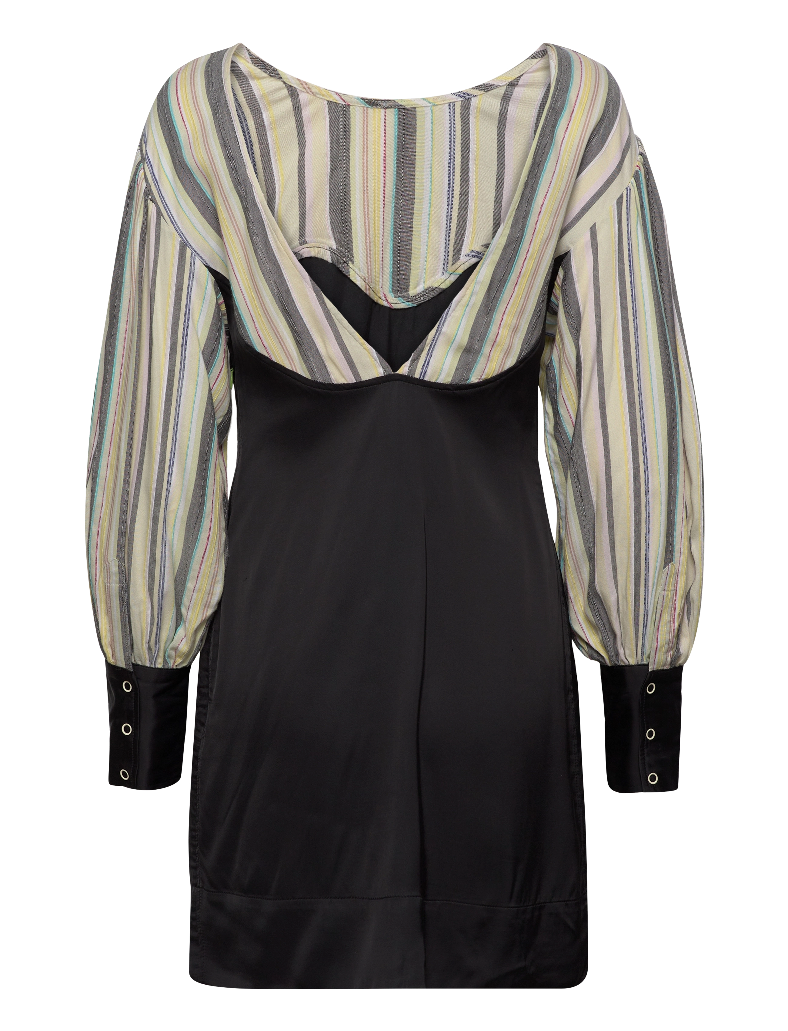 Ganni - Mix Slub Stripe - korte kjoler - lily green - 1
