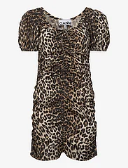 Ganni - Printed Cotton Poplin - etuikleider - big leopard almond milk - 0