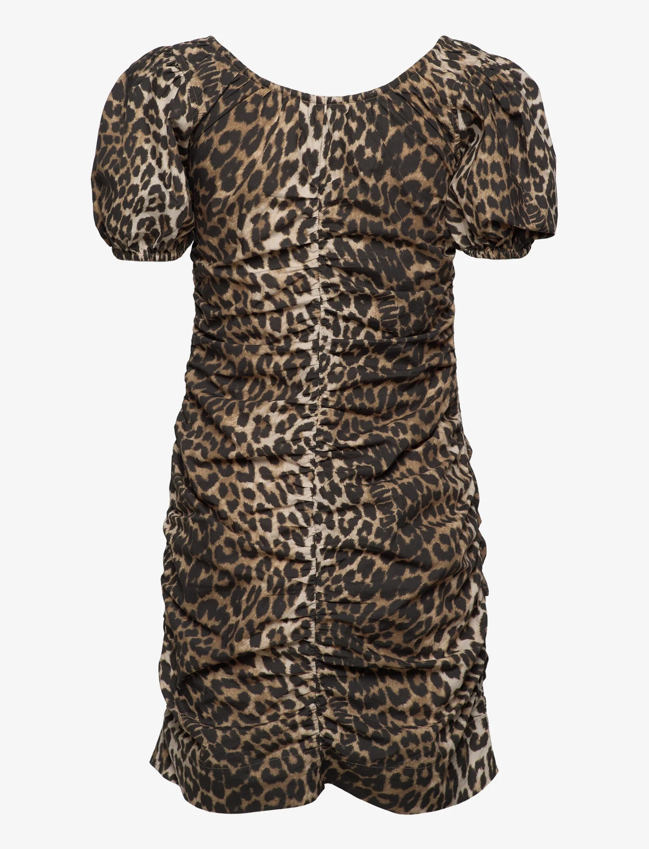 Ganni - Printed Cotton Poplin - bodycon jurken - big leopard almond milk - 1
