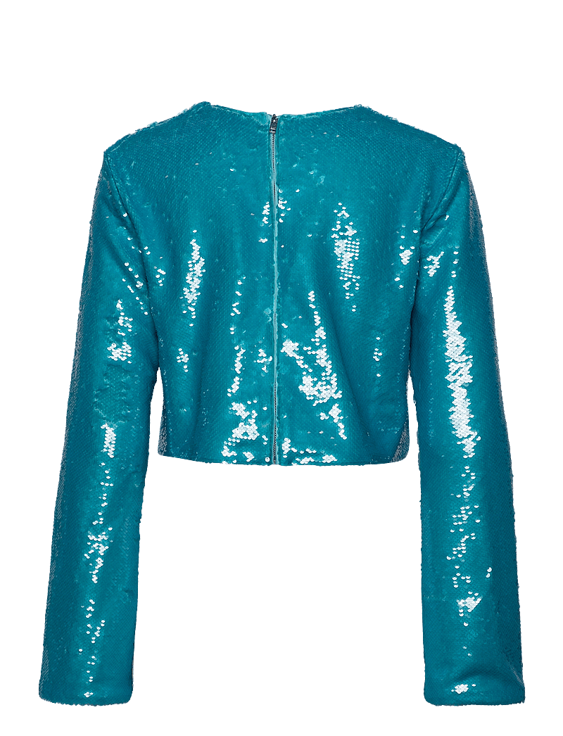 Ganni - Sequins - langärmlige blusen - blue curacao - 1