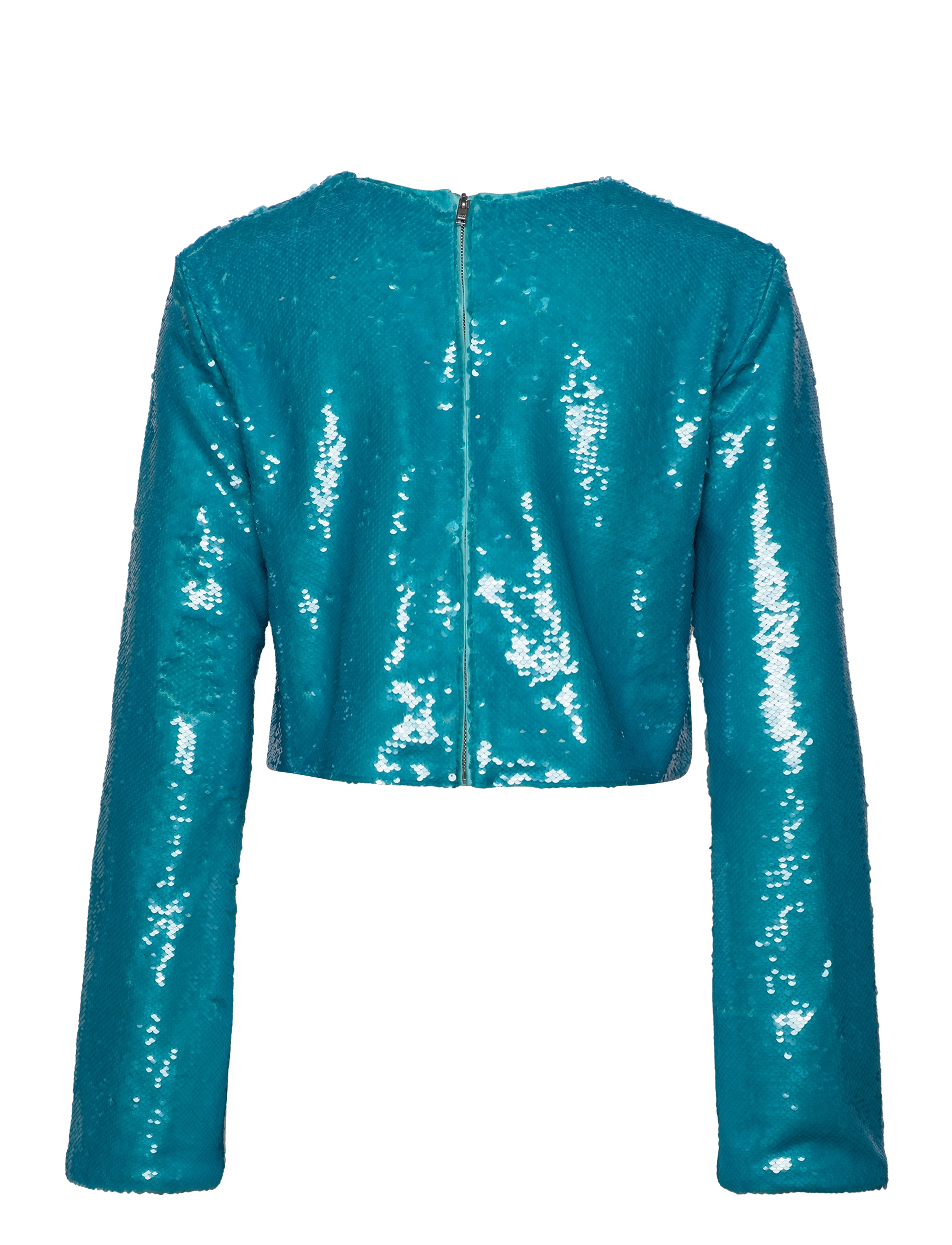Ganni - Sequins - langærmede bluser - blue curacao - 1